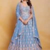 Blue Mirror Embroidered Anarkali Salwar Kameez