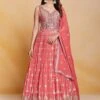 Peach Sequined Long Anarkali Suit In Georgette -Riwaayat Store p3190sl04