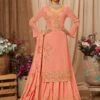 Peach Sharara Style Suit Set In Georgette -Riwaayat Store p3197sl03 2
