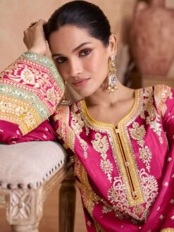 Pink Wedding Salwar Kameez In Palazzo Style -Riwaayat Store p3200sl02 1 1