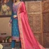 Blue Embroidered Pant Style Suit With Dupatta -Riwaayat Store p3207sl03