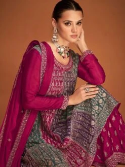 Pink Sharara Style Suit In Georgette With Dupatta -Riwaayat Store p3215sl01 1