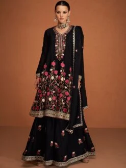 Black Georgette Sharara Salwar Kameez