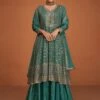 Green Sharara Pattern Salwar Kameez In Georgette 2 Green Sharara Pattern Salwar Kameez In Georgette -Riwaayat Store p3215sl05