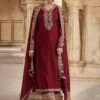 Maroon Zari Embroidered Palazzo Style Salwar Suit -Riwaayat Store p3222sl01