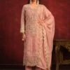 Pink Organza Suit With Zari Embroidery In Pant Style 1 Pink Organza Suit With Zari Embroidery In Pant Style -Riwaayat Store p3223sl04
