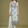 Blue Floral Embroidered Pant Style Suit In Net -Riwaayat Store p3224sl04