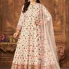 White Printed Anarkali Suit With Net Dupatta 1 White Printed Anarkali Suit With Net Dupatta -Riwaayat Store p3230sl01