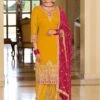 Yellow Punjabi Suit With Patiala Bottom