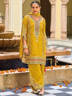 Yellow Gota Patti Augmented Salwar Kameez