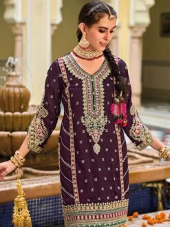 Purple Silk Palazzo Salwar Suit In Gota Patti Work -Riwaayat Store p3235sl02 1