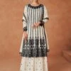 White Sharara Styled Salwar Kameez In Silk 1 White Sharara Styled Salwar Kameez In Silk -Riwaayat Store p3236sl02