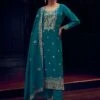 Blue Silk Salwar Suit In Thread Work With Palazzo -Riwaayat Store p3244sl02