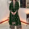 Deep Green Velvet Salwar Suit In Palazzo Style -Riwaayat Store p3254sl02