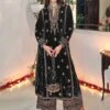 Black Palazzo Style Salwar Kameez In Zari Embroidery -Riwaayat Store p3254sl03