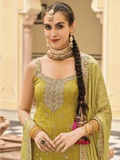 Green Sharara Style Suit With Printed Dupatta -Riwaayat Store p3256sl01 1