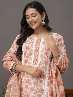 Orange Casual Wear Salwar Suit In Foral Print -Riwaayat Store p3258sl03 1