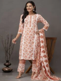 Orange Casual Wear Salwar Suit In Foral Print -Riwaayat Store p3258sl03 1