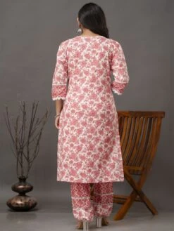Salmon Pink Printed Cotton Salwar Suit In Casual Wear -Riwaayat Store p3258sl04 2
