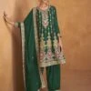 Dark Green Zari Embroidered Chinon Salwar Kameez -Riwaayat Store p3259sl03 1