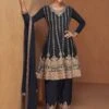 Navy Blue Zari Embellished Palazzo Salwar Kameez -Riwaayat Store p3259sl05
