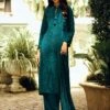 Teal Blue Digital Pritned Pashmina Silk Palazzo Suit -Riwaayat Store p3266sl04 1