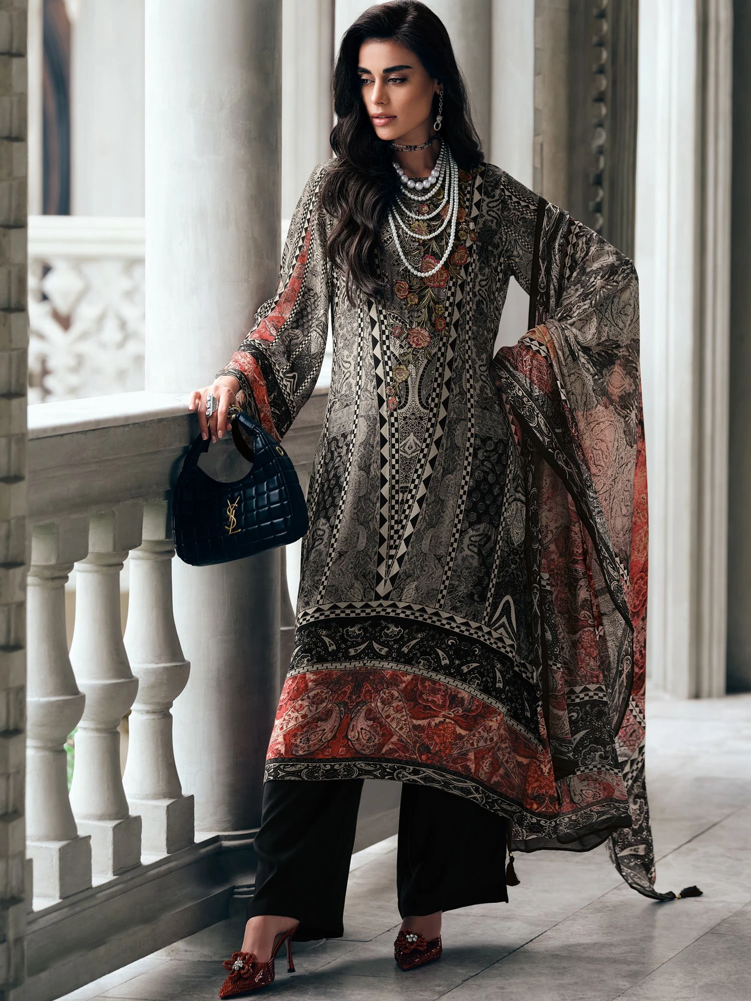 Black Digital Printed Salwar Suit With Palazzo Style 3 Black Digital Printed Salwar Suit With Palazzo Style