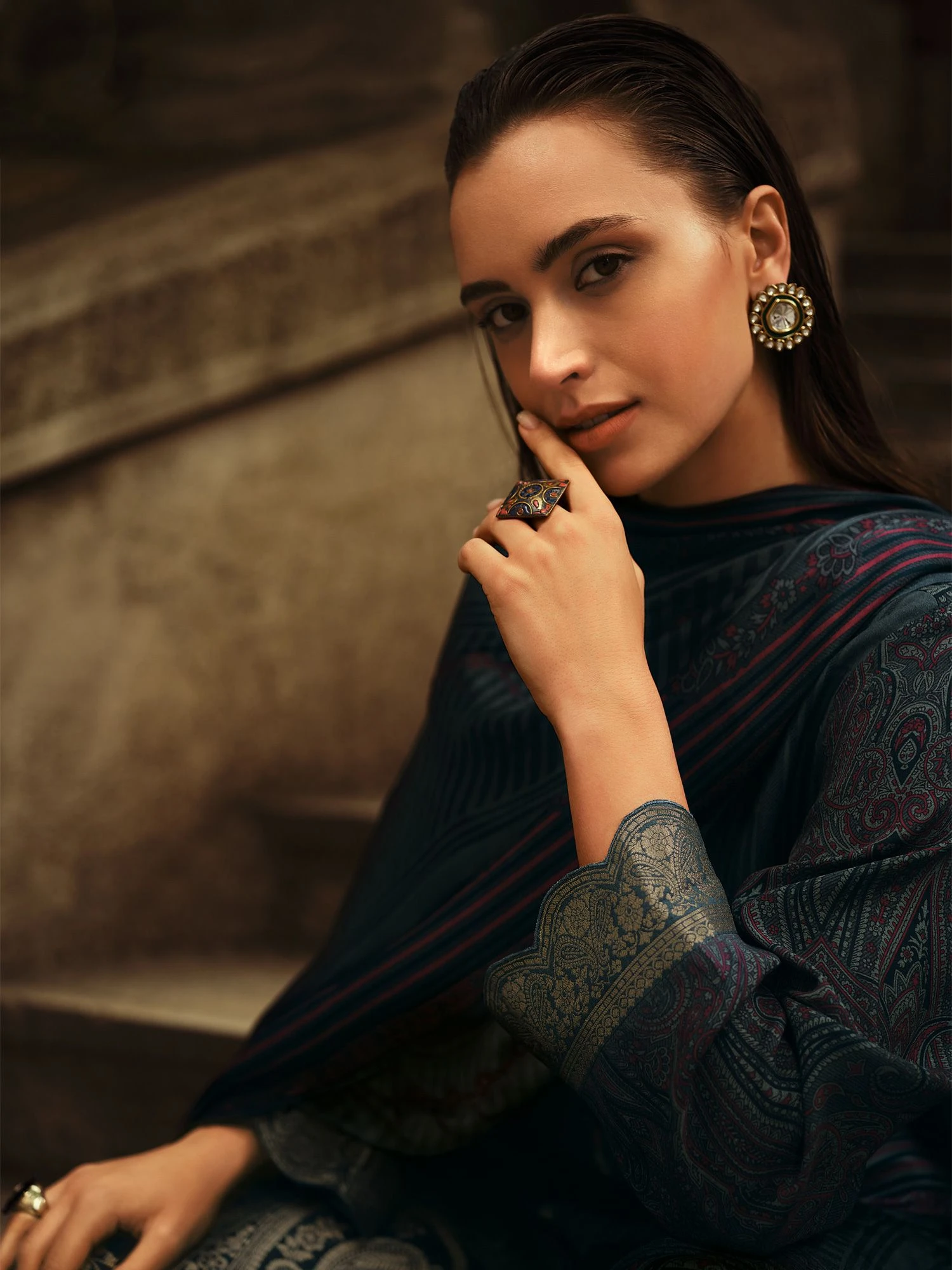 Blue Pakistani Salwar Kameez In Print With Pant Style 4 Blue Pakistani Salwar Kameez In Print With Pant Style - Image 2