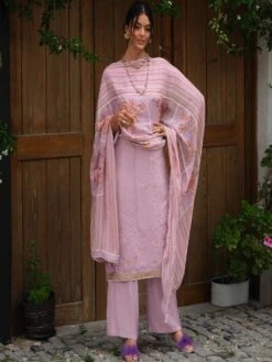 Lilac Casual Wear Salwar Kameez In Floral Print