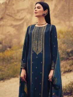 Navy Blue Salwar Kameez With Pant Style In Silk -Riwaayat Store p3267sl02 1