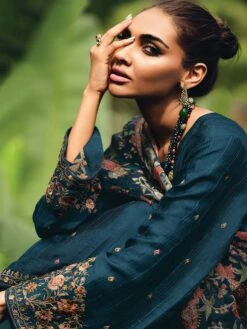 Royal Blue Floral Work Embellished Palazzo Suit -Riwaayat Store p3268sl06 1