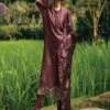 Wine Cotton Salwar Kameez With Floral Printed Dupatta -Riwaayat Store p3268sl08