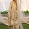 Beige Floral Embroidered Salwar Suit With Palazzo Style