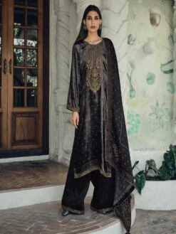 Black Palazzo Style Salwar Suit In Bandhani Print