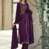 Purple Zari Yoke Augmented Palazzo Suit In Velvet -Riwaayat Store p3271sl04