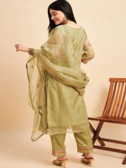 Green Pant Style Salwar Kameez In Floral Thread Work -Riwaayat Store p3272sl03 2