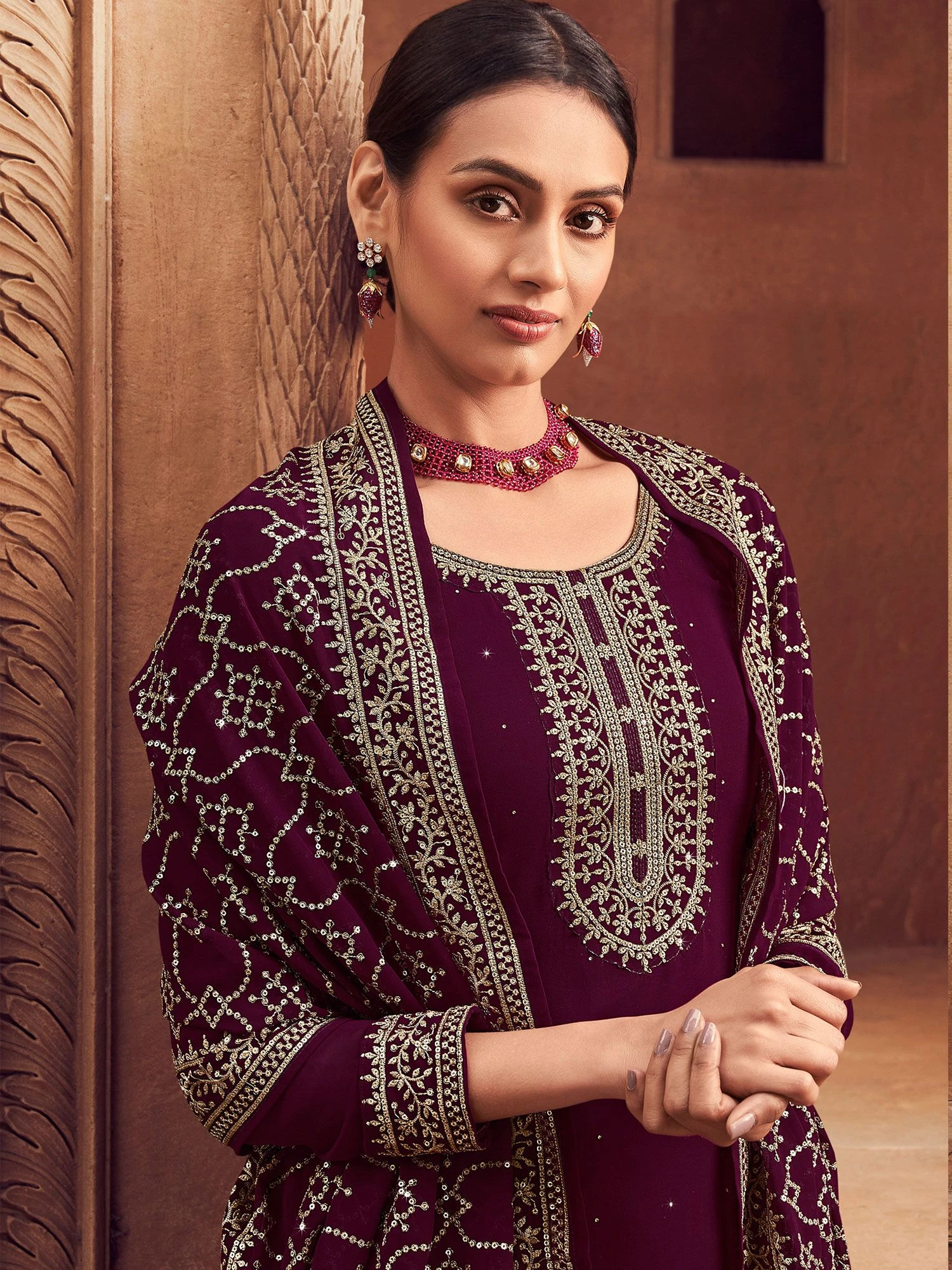 Dark Green Zari Embellished Pant Style Salwar Suit 4 Dark Green Zari Embellished Pant Style Salwar Suit - Image 2