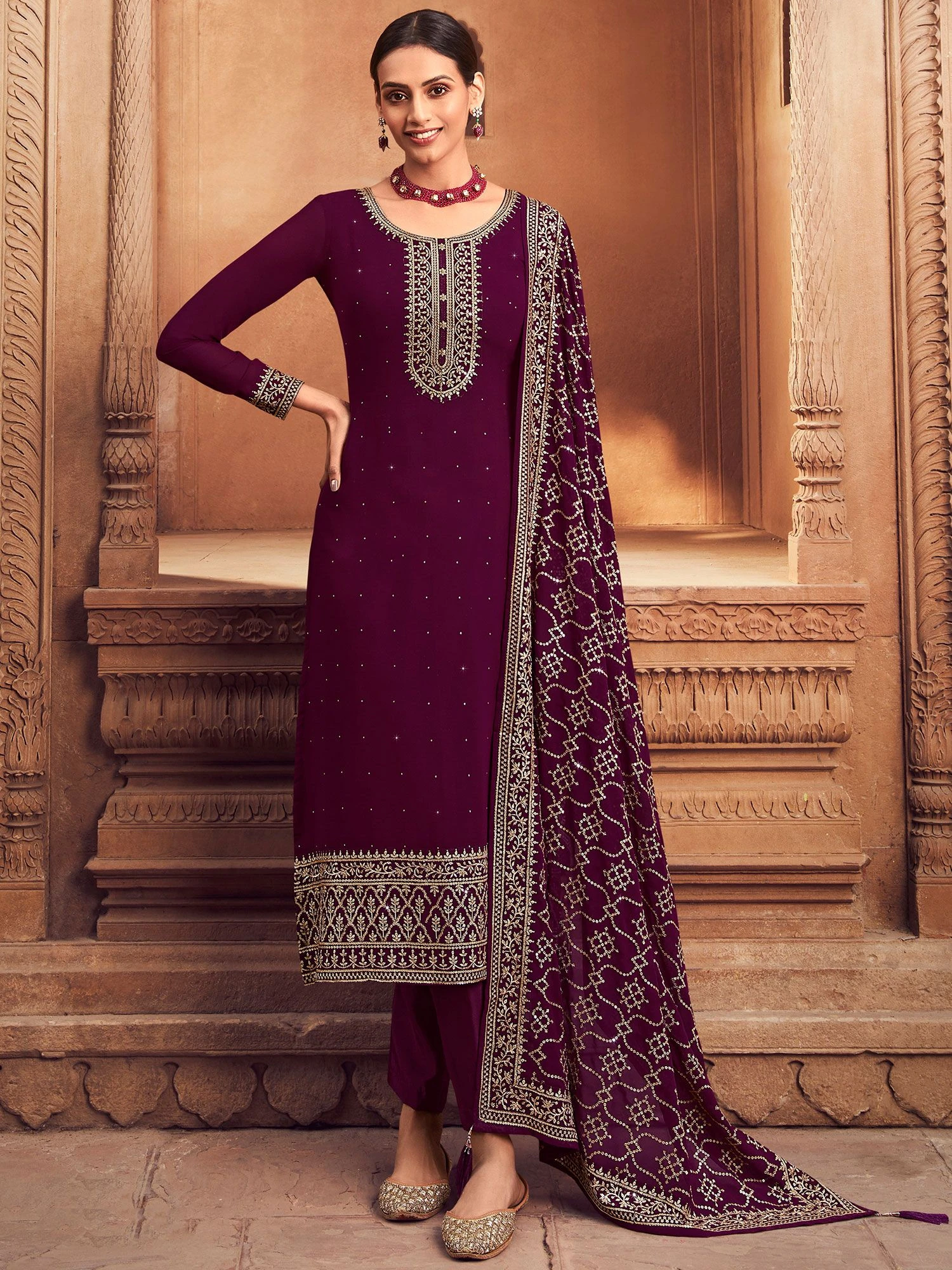 Dark Green Zari Embellished Pant Style Salwar Suit 3 Dark Green Zari Embellished Pant Style Salwar Suit