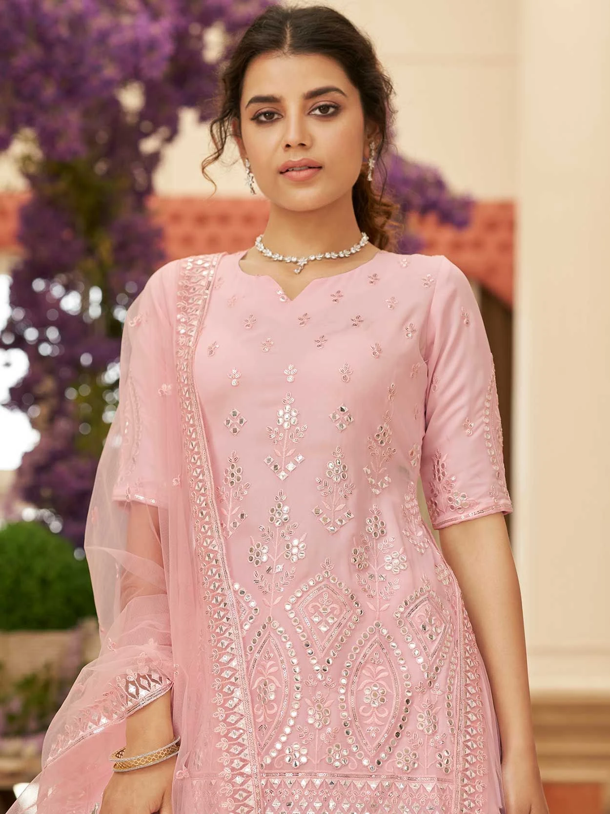 Pink Gota Work Lehenga Choli In Georgette 4 Pink Gota Work Lehenga Choli In Georgette - Image 2