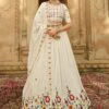 White Embroidered Lehenga Choli In Georgette -Riwaayat Store p4009lc02