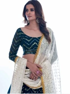 Green Sequined Lehenga Choli In Georgette 5 Green Sequined Lehenga Choli In Georgette -Riwaayat Store p4015lc04 1 2