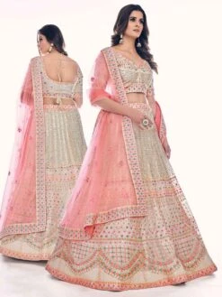 Off White Net Lehenga Choli With Embroidery -Riwaayat Store p4017lc02 1