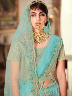 Blue Thread Embroidered Lehenga Choli In Net -Riwaayat Store p4018lc03 1 1