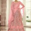Pink Embroidered Net Lehenga Choli With Dupatta -Riwaayat Store p4018lc06