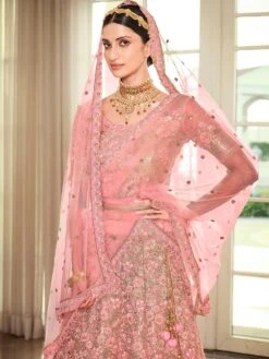 Pink Embroidered Net Lehenga Choli With Dupatta 9 Pink Embroidered Net Lehenga Choli With Dupatta -Riwaayat Store p4018lc06 1 1