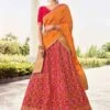 Red Traditional Woven Lehenga Choli In Banarasi Silk -Riwaayat Store p4019lc07