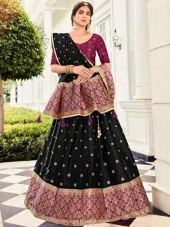 Black Zari Woven Lehenga Choli With Dupatta