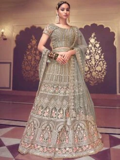 Grey Designer Lehenga Choli In Net