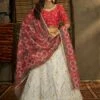 White Georgette Lehenga Choli In Zari Embroidery -Riwaayat Store p4029lc03