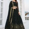 Black Sequined Lehenga Choli In Georgette -Riwaayat Store p4034lc04